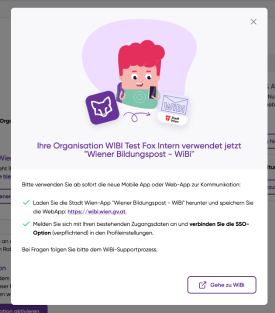Onboarding bestehender Organisationen (WiBi)
